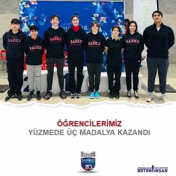 SANKO Okulları yüzücüleri, Gaziantep Büyükşehir Belediyesi tarafından düzenlenen “Mustafa Cengiz 1. Gazi Oyunları Yüzme Yarışması”nda iki birin..