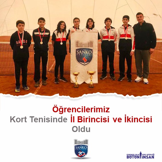 Gaziantep Gençlik Hizmetleri ve Spor İl Müdürlüğü tarafından düzenlenen “Okul Sporları Kort Tenisi Müsabakası”nda SANKO Okulları Yıldız Erkek..