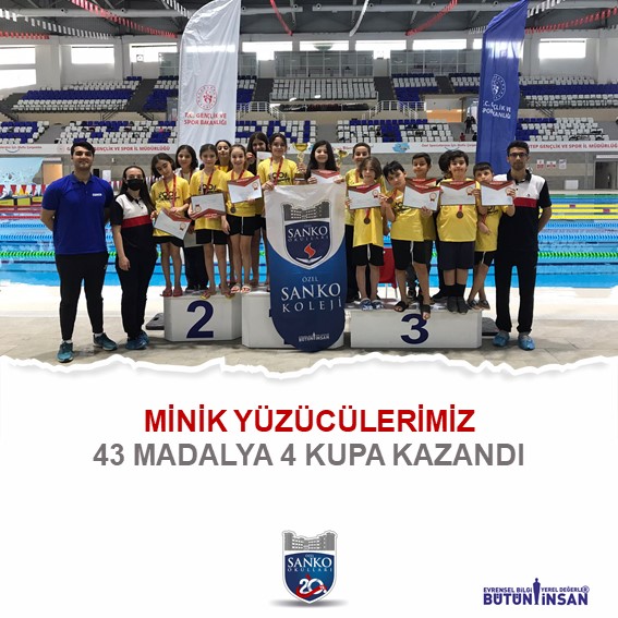 SANKO Okulları öğrencileri, Gaziantep Gençlik ve Spor İl Müdürlüğü tarafından düzenlenen “Okullar Arası Minikler Yüzme İl Birinciliği Yarışlar..